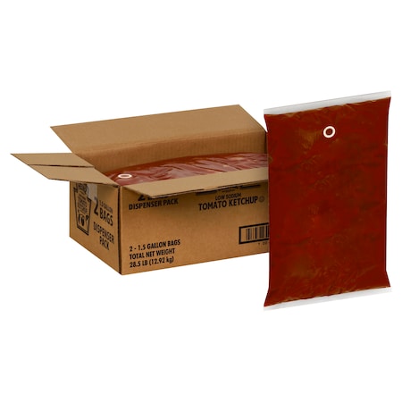 Heinz Dispenser Pack Low Sodium Ketchup 1.5 gal. Bag, PK2 PK2 10013000515686